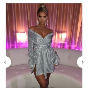 Baby Boo Fashion Krystal Mini Dress Silver Sparkle